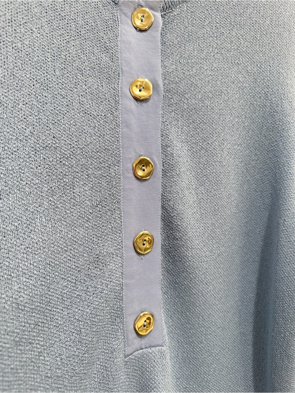 Vintage 70s Castleberry Knit Henly Tunic Top Light Blue Gold Buttons Size M / L - Picture 5 of 14